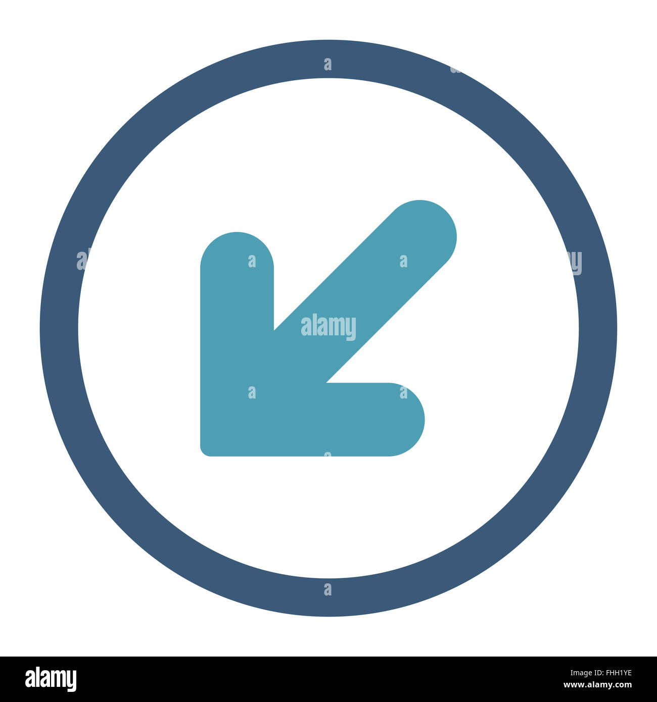 Arrow Down Left flat cyan and blue colors rounded raster icon Stock ...