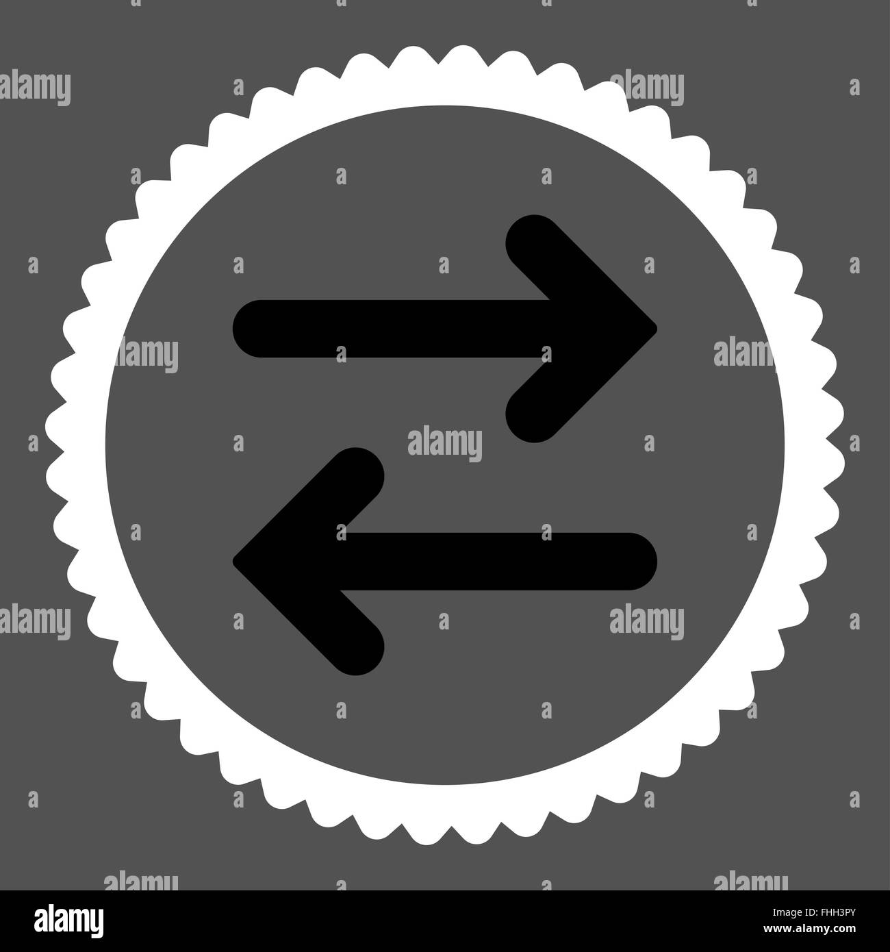 Flip Horizontal flat black and white colors round stamp icon Stock ...