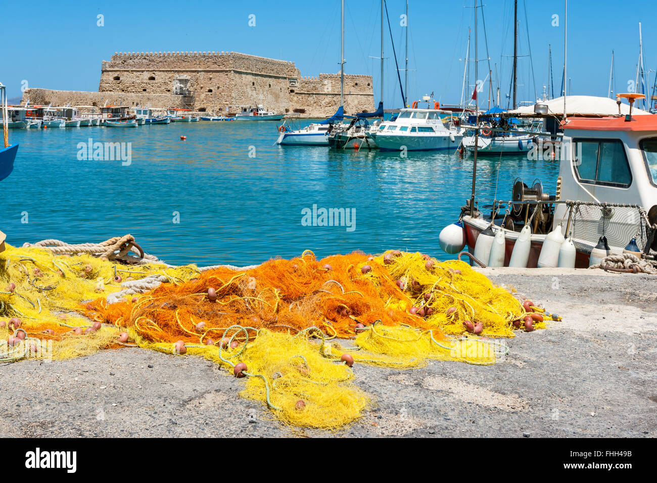Old Venetian harbour. Crete, Greece Stock Photo