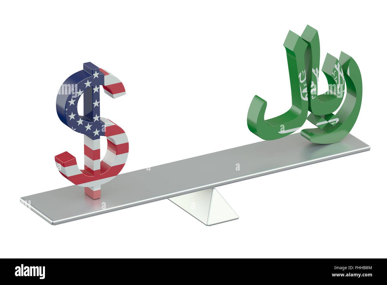 USA Dollar or Saudi riyal, balance concept isolated on white background Stock Photo