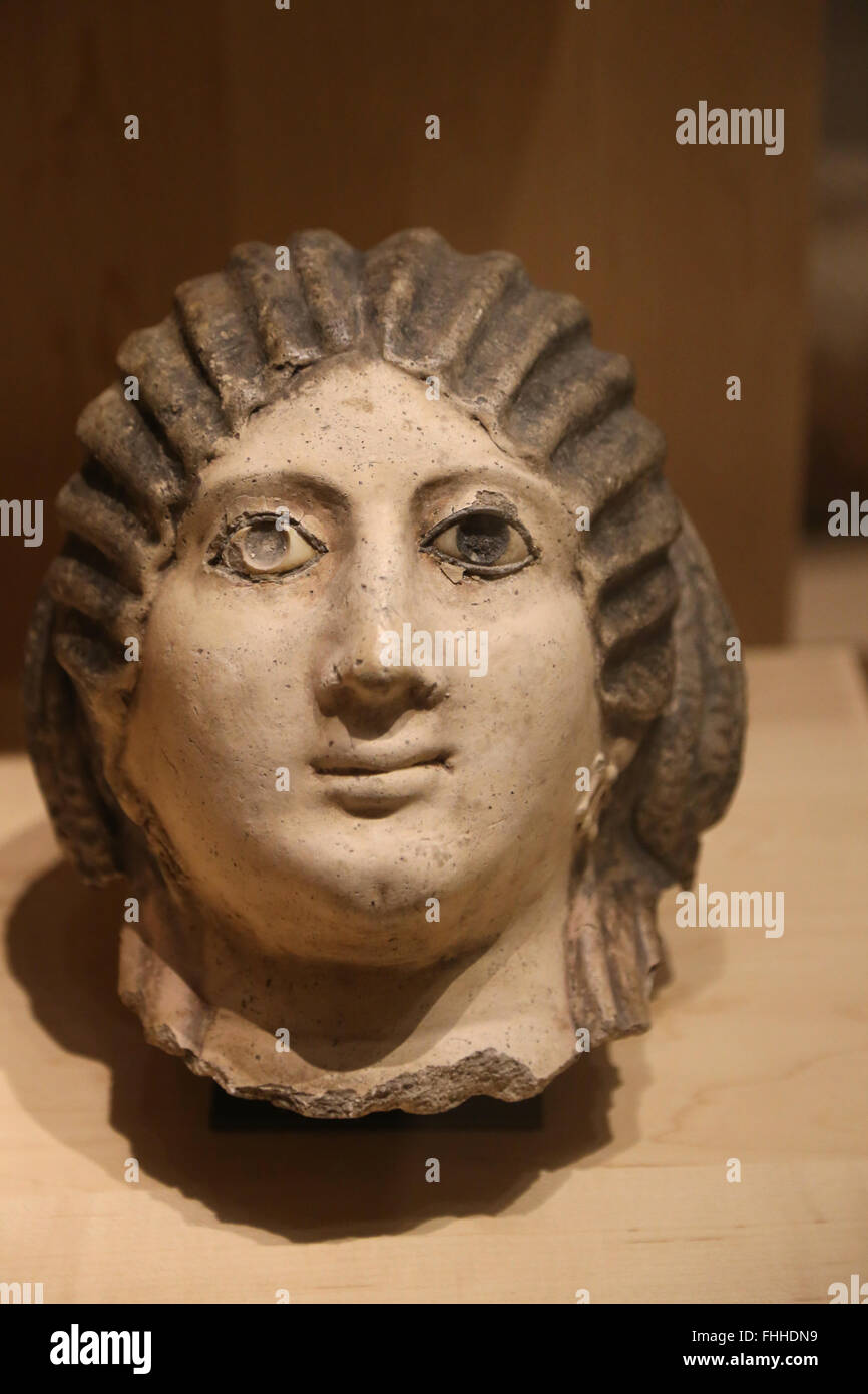 Roman Egypt.  Mummy mask of a man with beard. 3nd century. Louvre Museum. Paris. France. Stock Photo