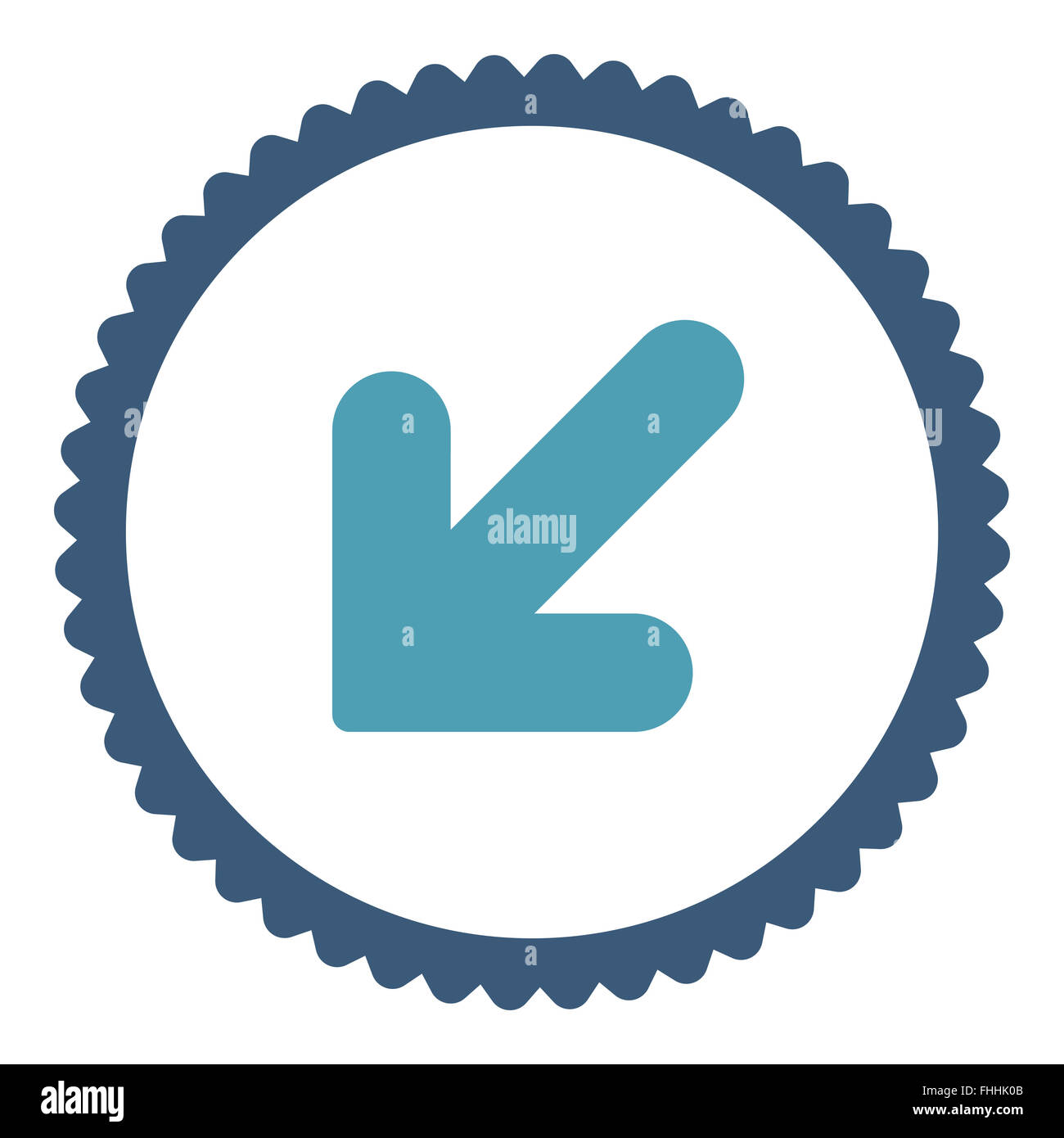 Arrow Down Left flat cyan and blue colors round stamp icon Stock Photo ...
