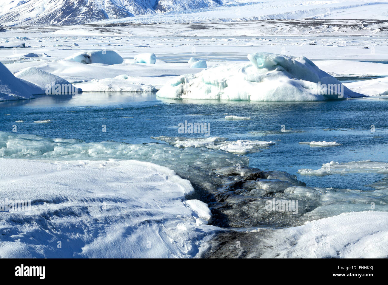 Glacier lagoon Jokulsarlon in Iceland in wintertime Stock Photo