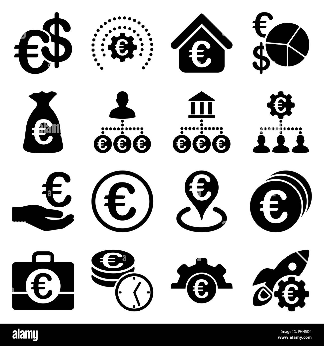 Euro banking business and service tools icons Stock Photo - Alamy