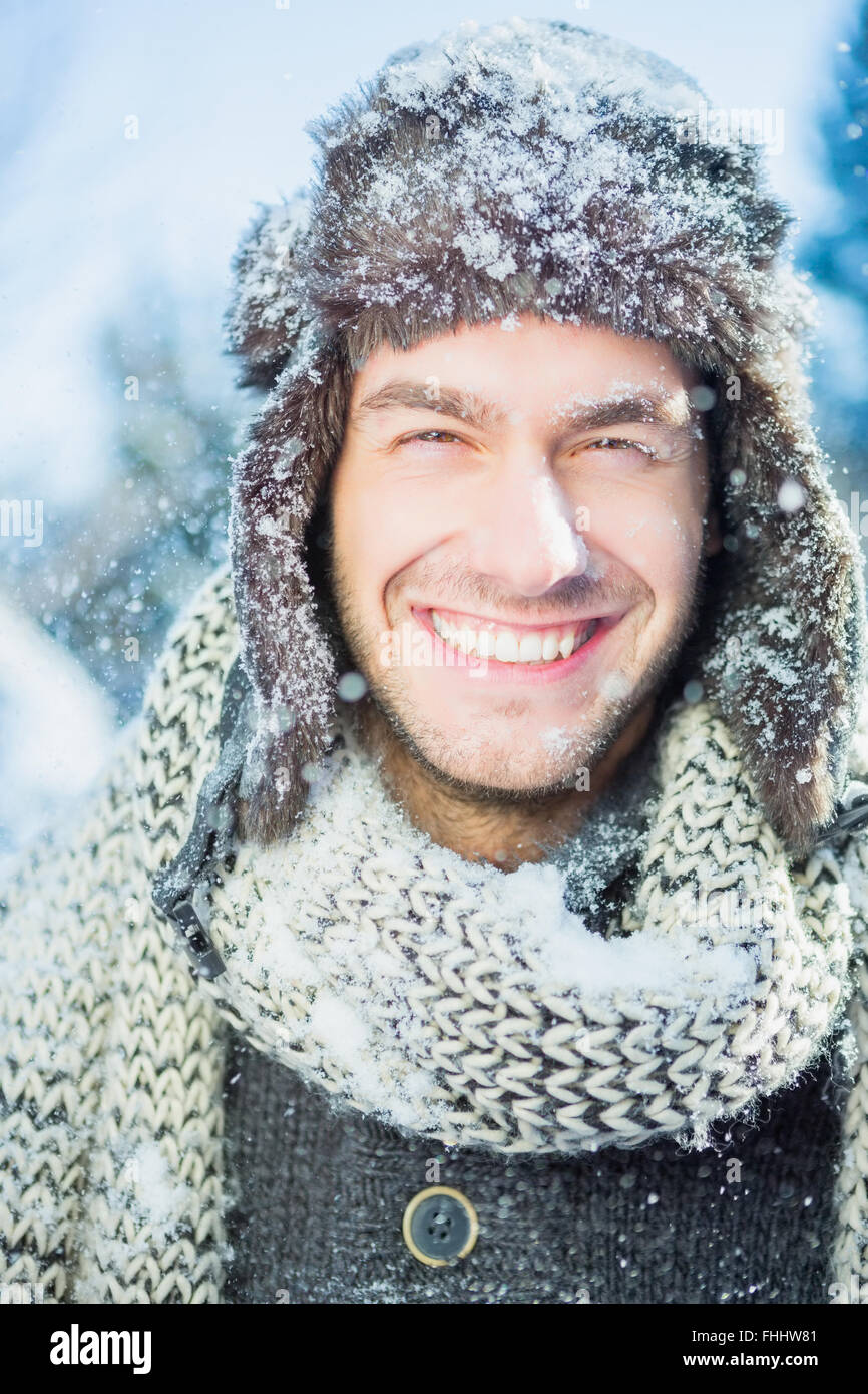 Portrait of man in winter clothes Stock Photo