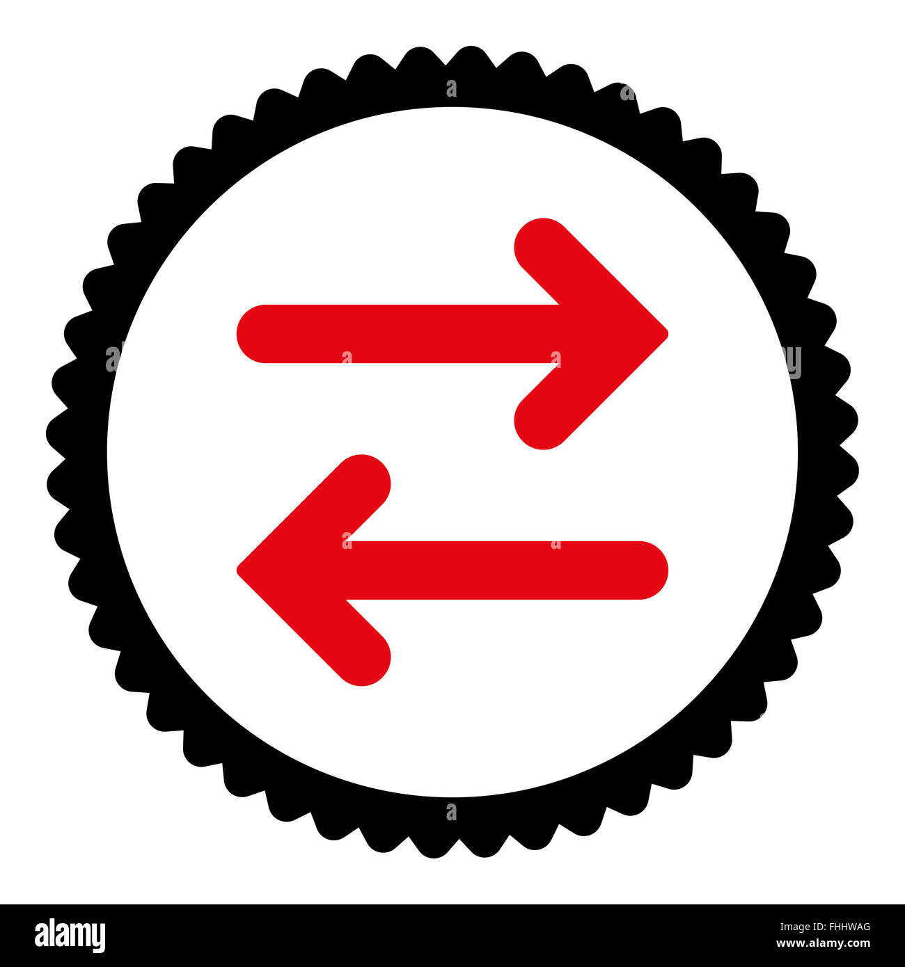 Flip Horizontal flat intensive red and black colors round stamp icon ...