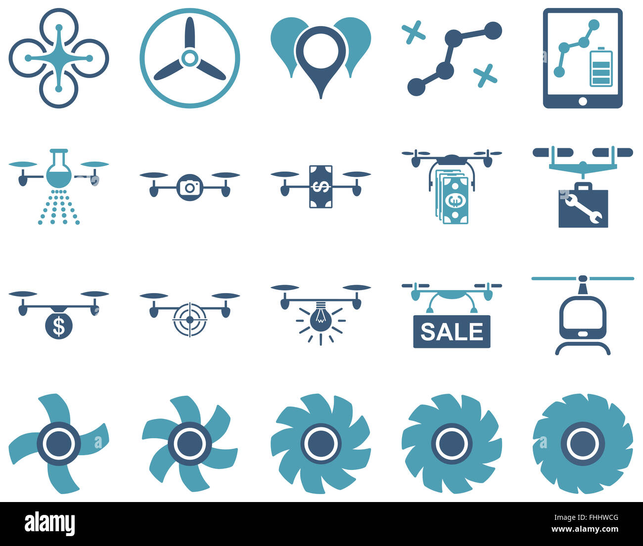 Air drone and quadcopter tool icons Stock Photo