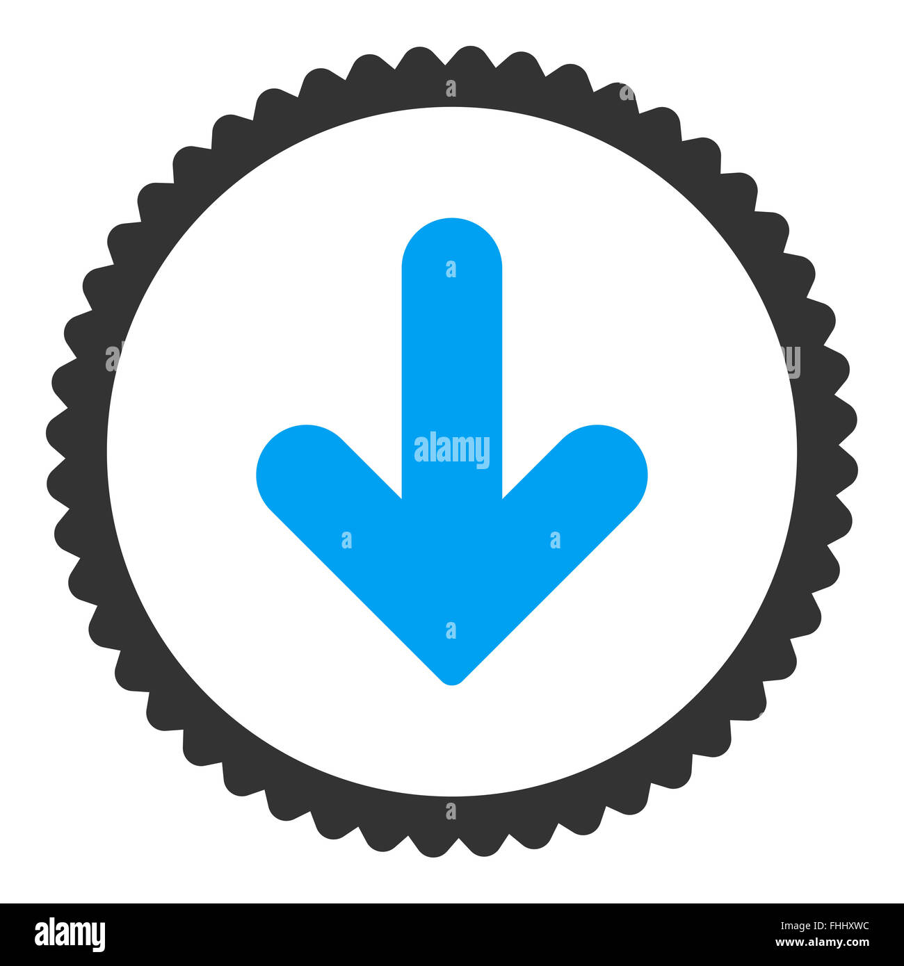 Arrow Down flat blue and gray colors round stamp icon Stock Photo - Alamy