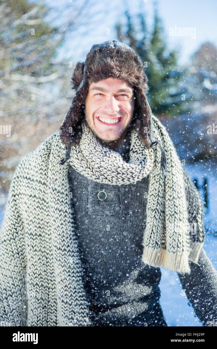 Portrait of man in winter clothes Stock Photo