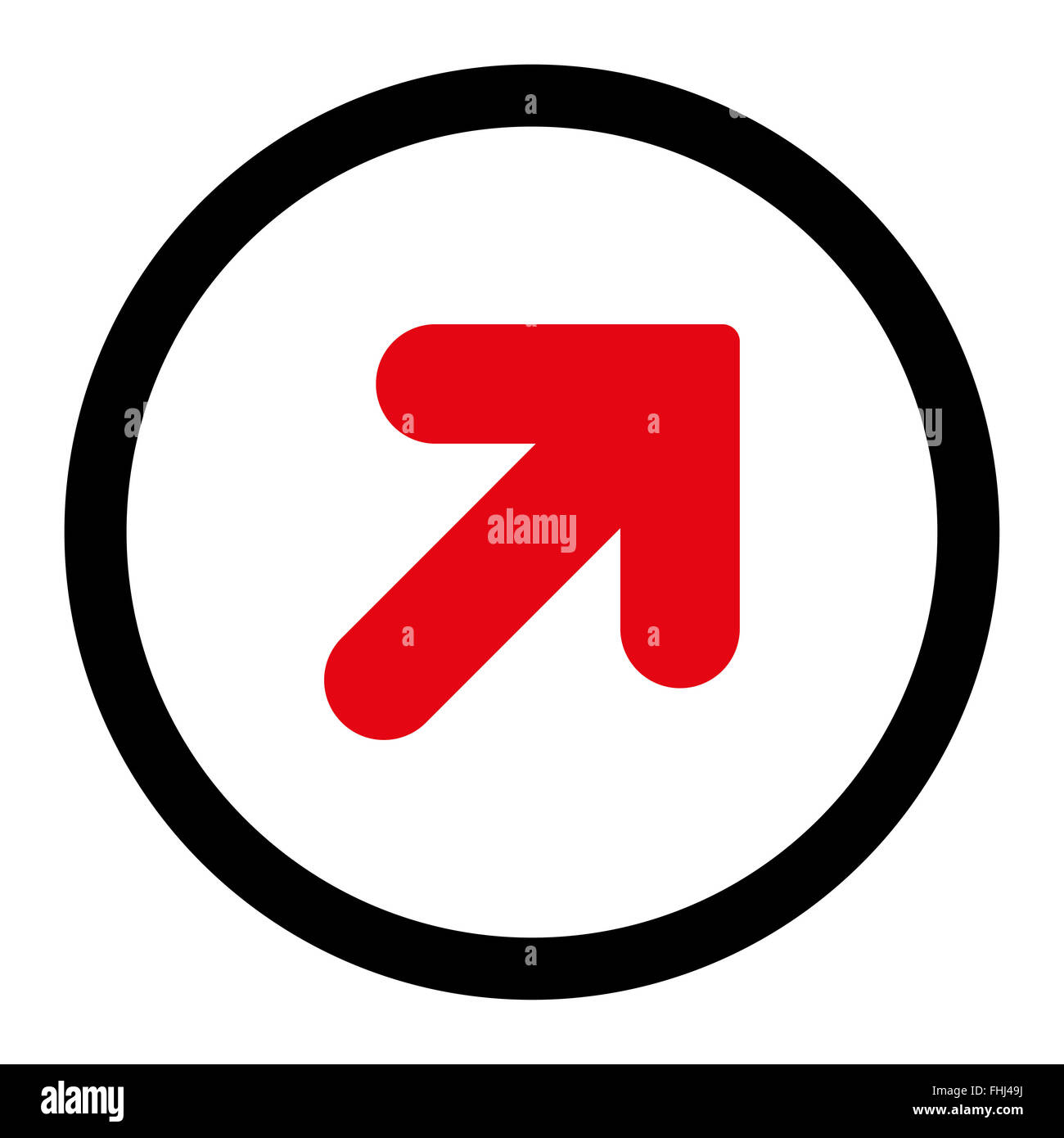 Arrow Up Right flat intensive red and black colors rounded raster icon ...