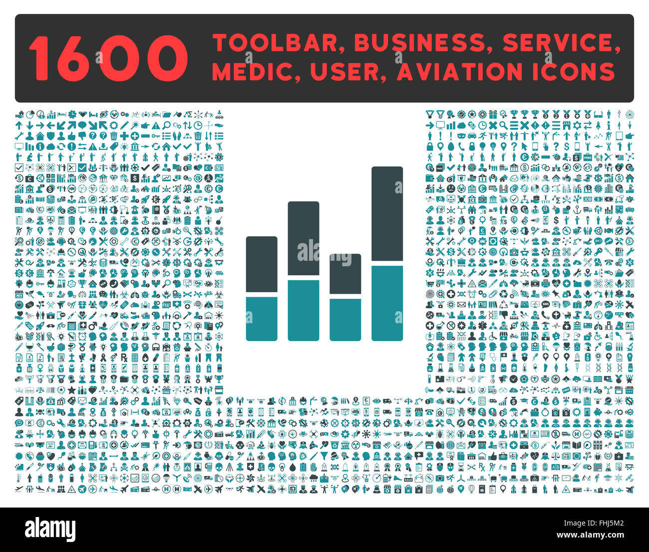 Bar Chart Icon with Large Pictogram Collection Stock Photo - Alamy