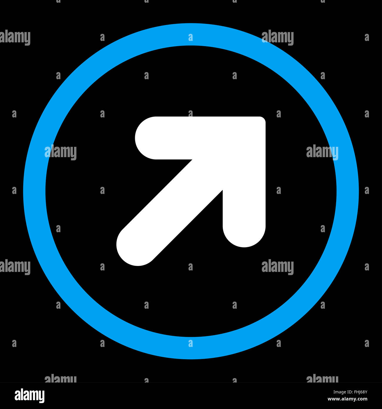 Arrow Up Right flat blue and white colors rounded raster icon Stock ...