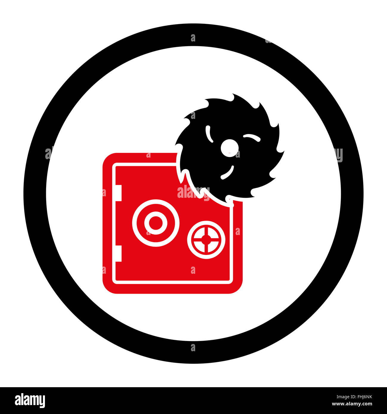 Hacking theft flat intensive red and black colors rounded vector icon ...
