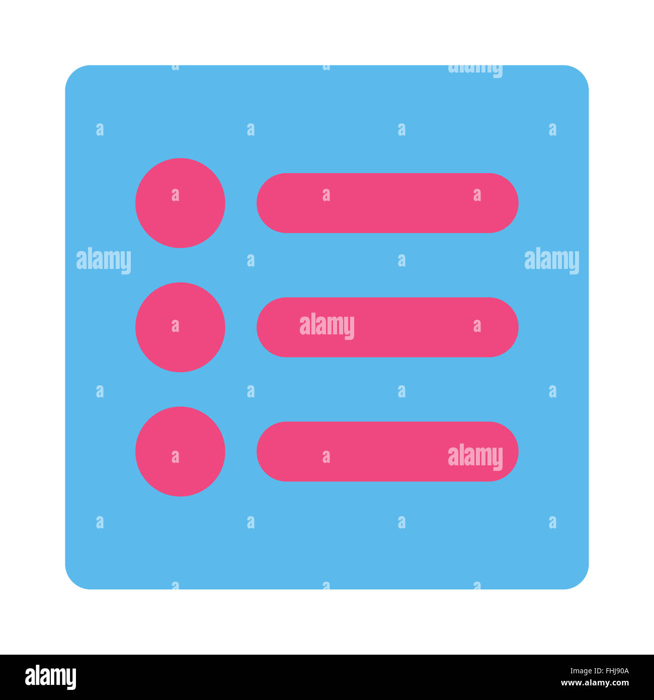 Items flat pink and blue colors rounded button Stock Photo