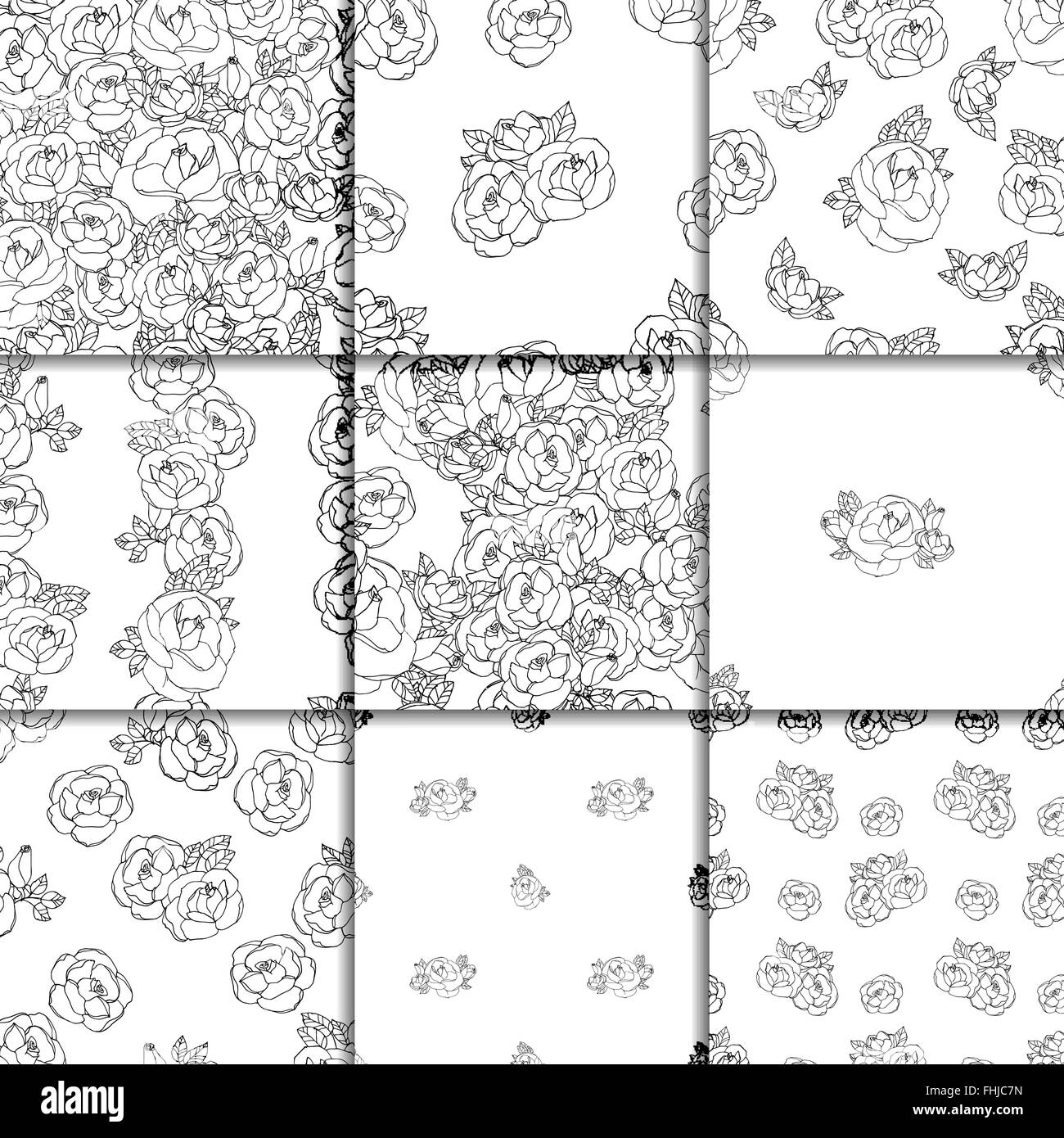 Seamless black and white floral pattern Stock Vector Image & Art - Alamy