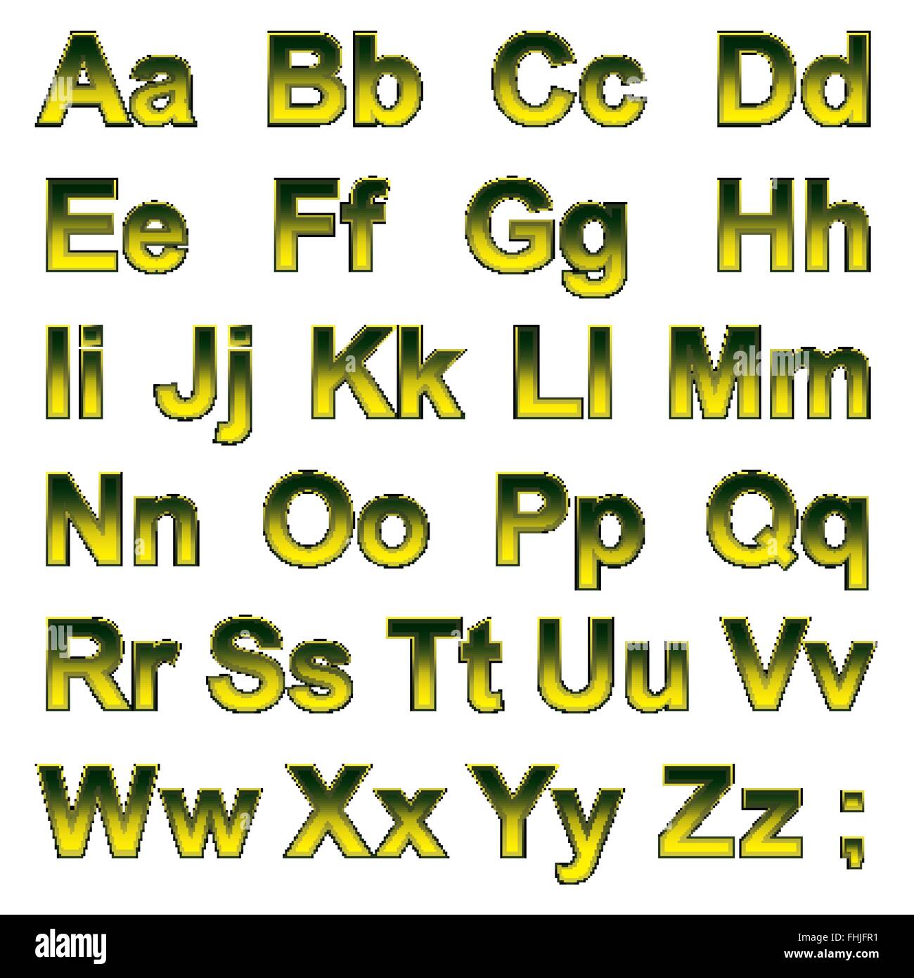 Alphabet pseudo 3d golden letters on a white background Stock Vector ...