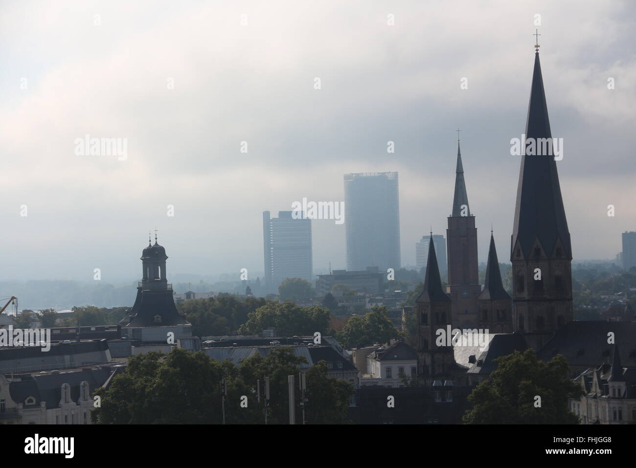 Skyline with UN- and Post Tower in Bonn, Germany Stock Photo