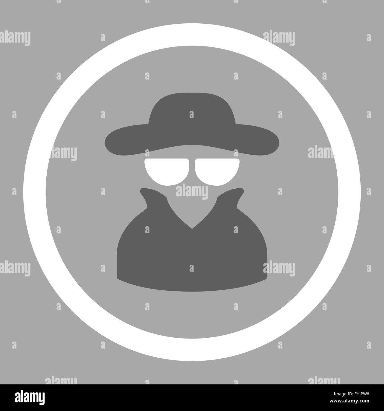 Spy flat dark gray and white colors rounded vector icon Stock Photo