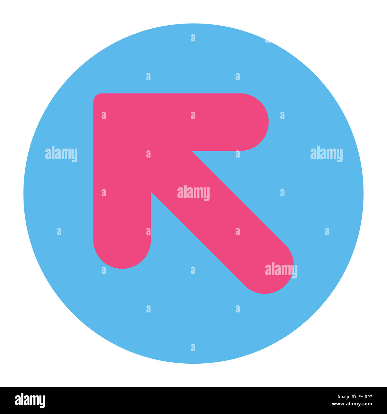 Arrow Up Left flat pink and blue colors round button Stock Photo - Alamy