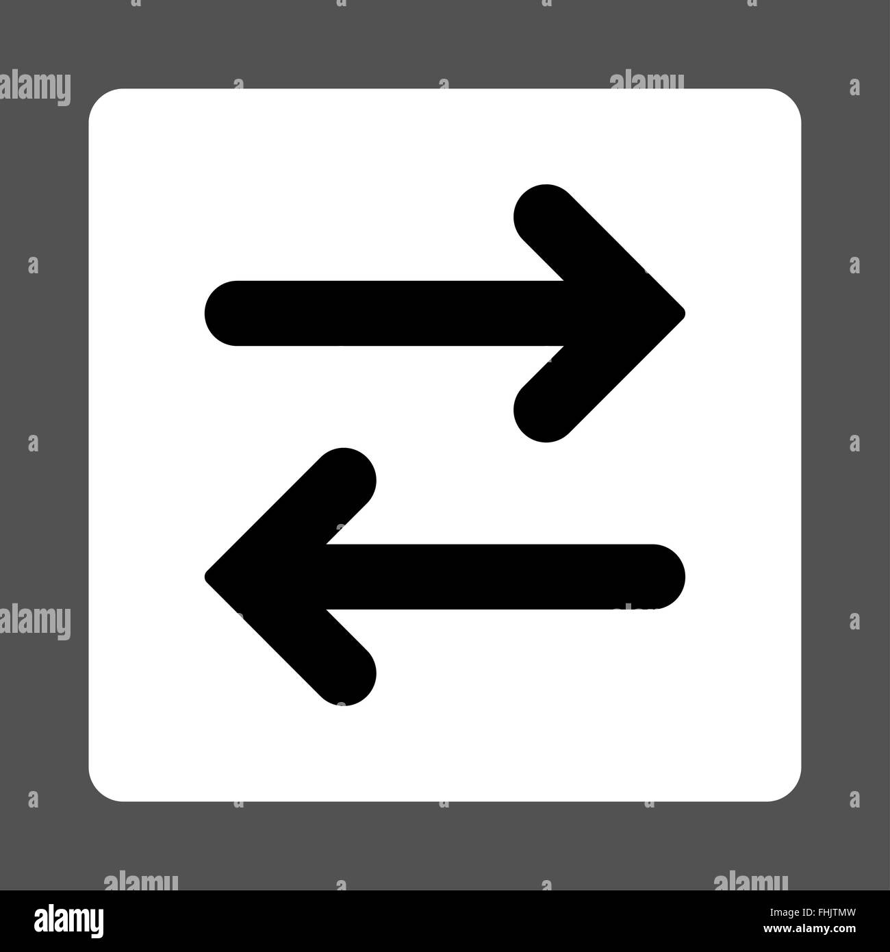 Flip Horizontal flat black and white colors rounded button Stock Photo ...