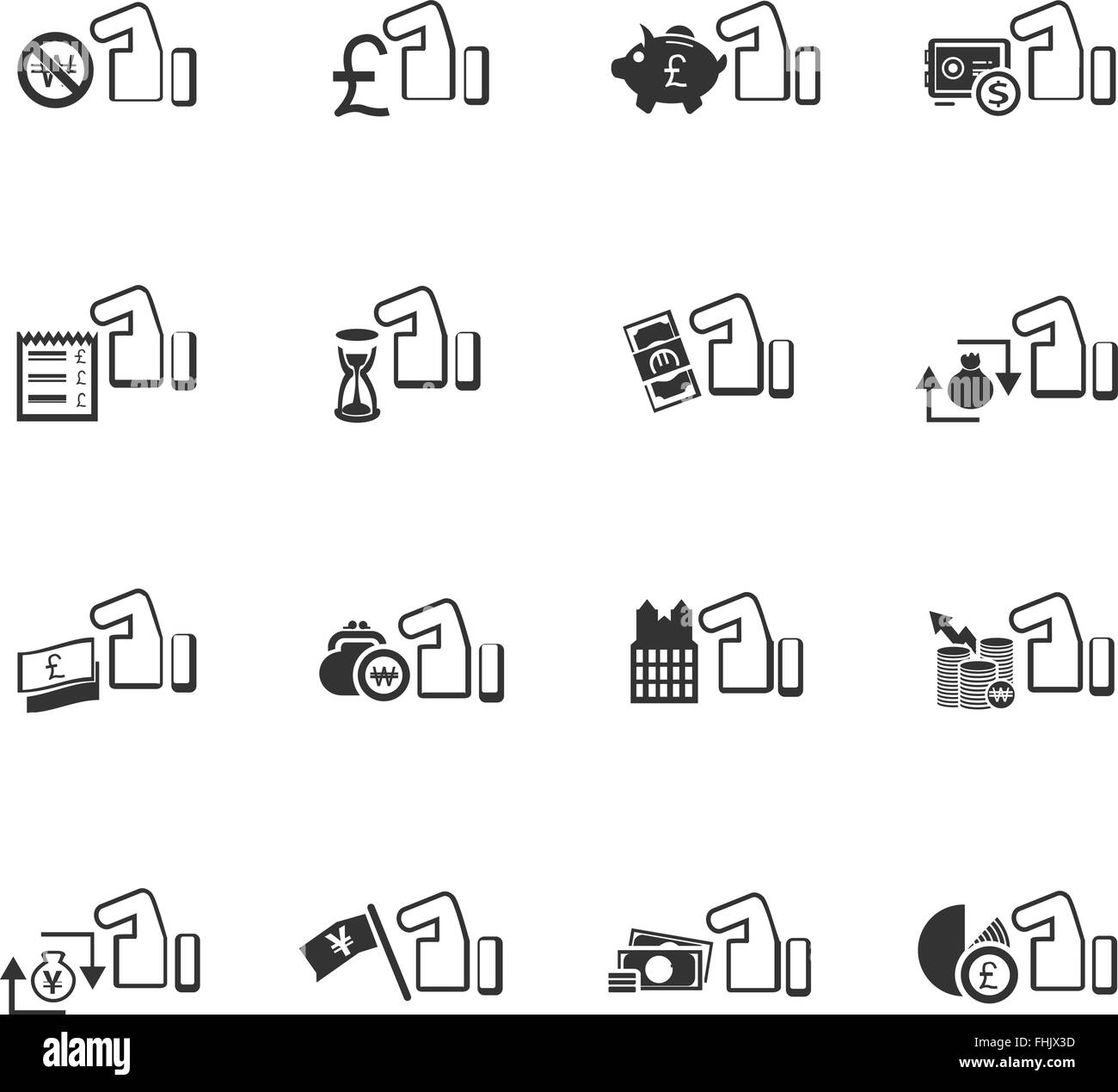 Hand and money icons set Stock Vector