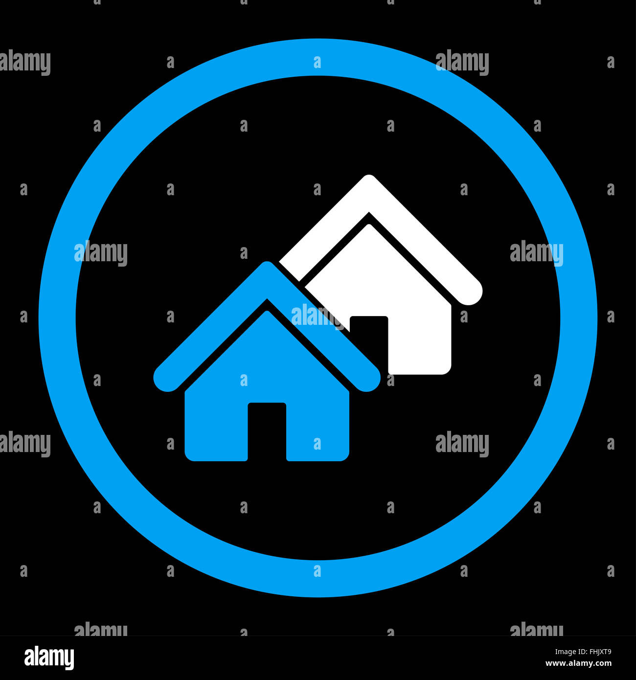 Realty flat blue and white colors rounded glyph icon Stock Photo - Alamy