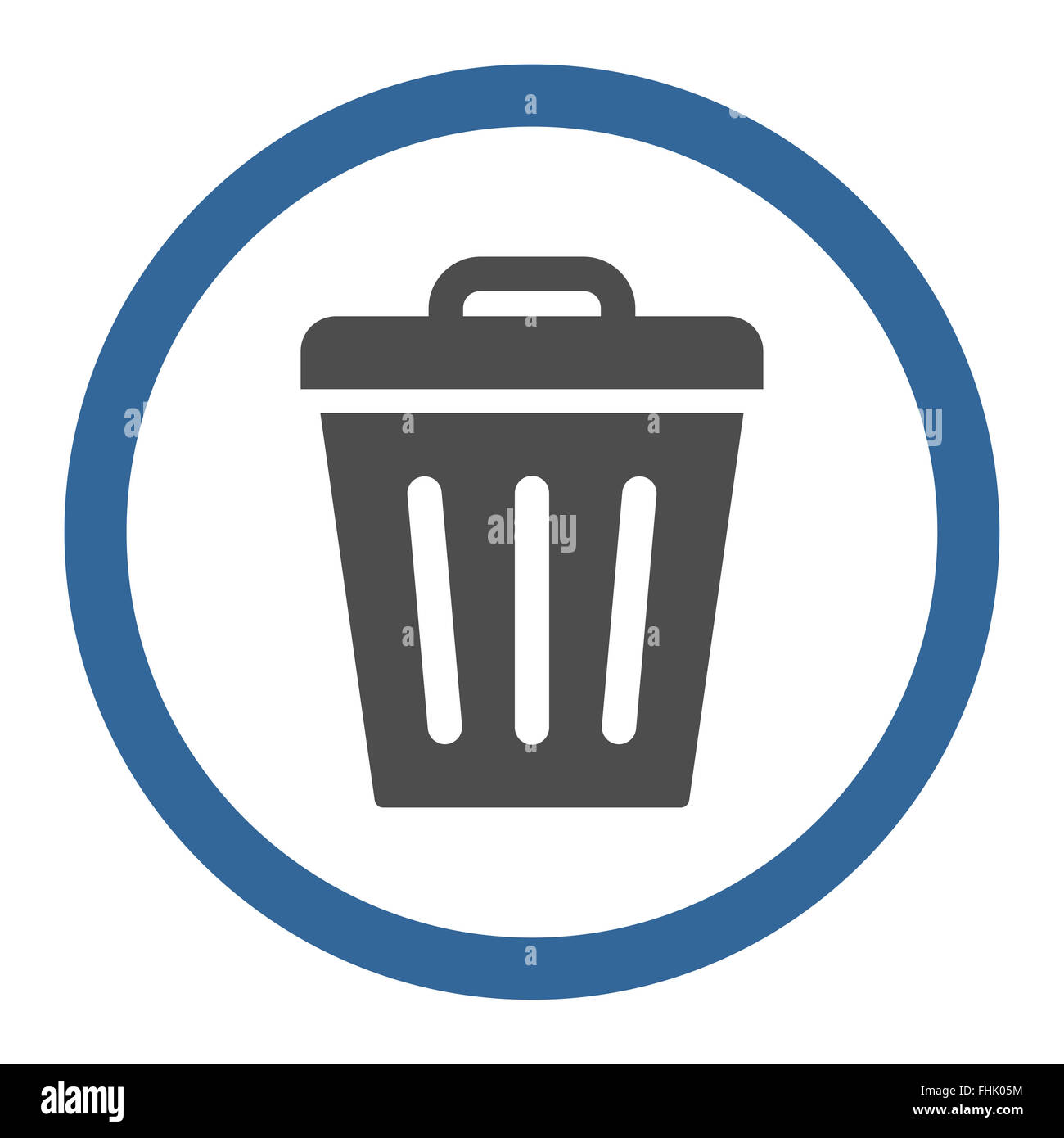 Trash Can flat cobalt and gray colors rounded raster icon Stock Photo