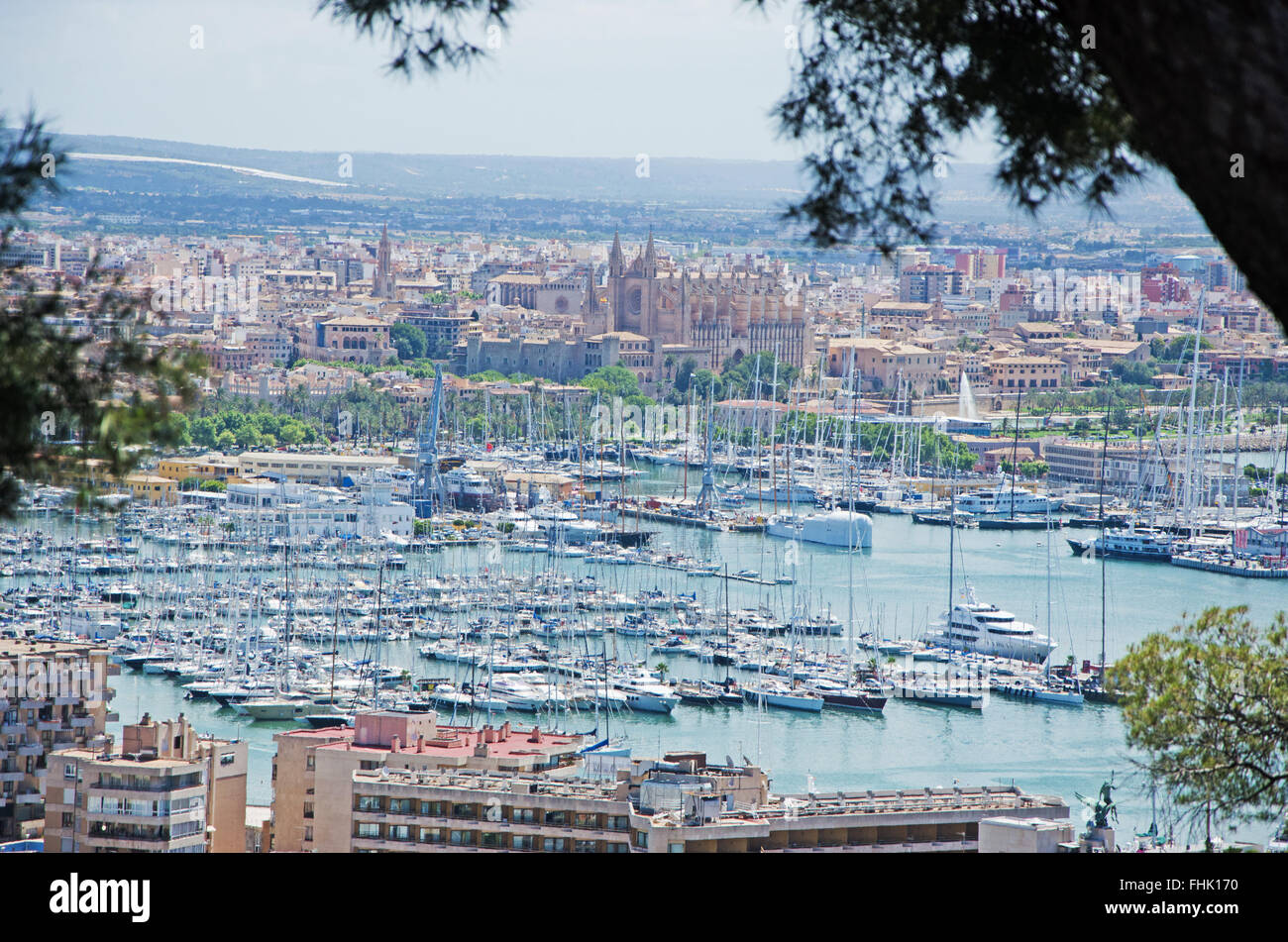 Mallorca, Balearic Islands, Spain: the city of Palma seen from Bellver Castle Stock Photo