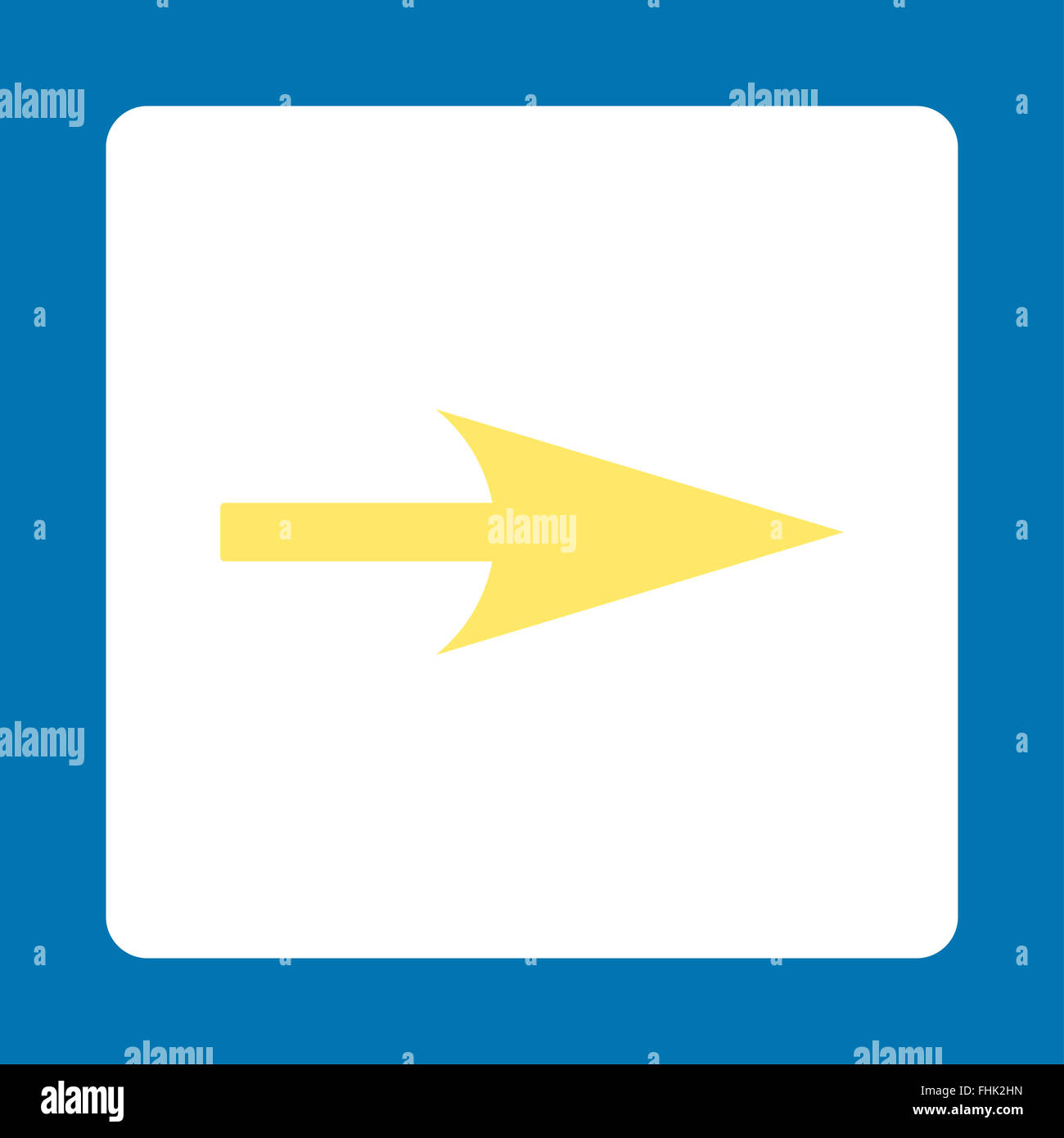 Arrow Axis X flat yellow and white colors rounded button Stock Photo ...