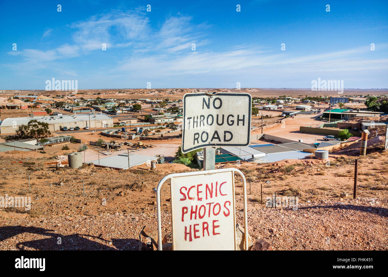 Australia, South Australia, Outback, Coober Pedy, view of the isolated opal mining town where many of the dwellings are undergro Stock Photo