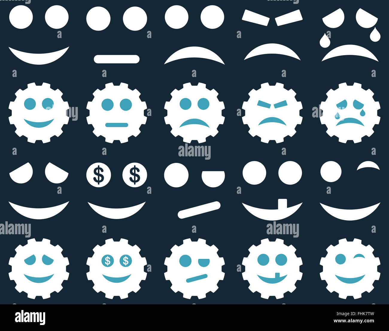 Tools, gears, smiles, emoticons icons Stock Photo - Alamy