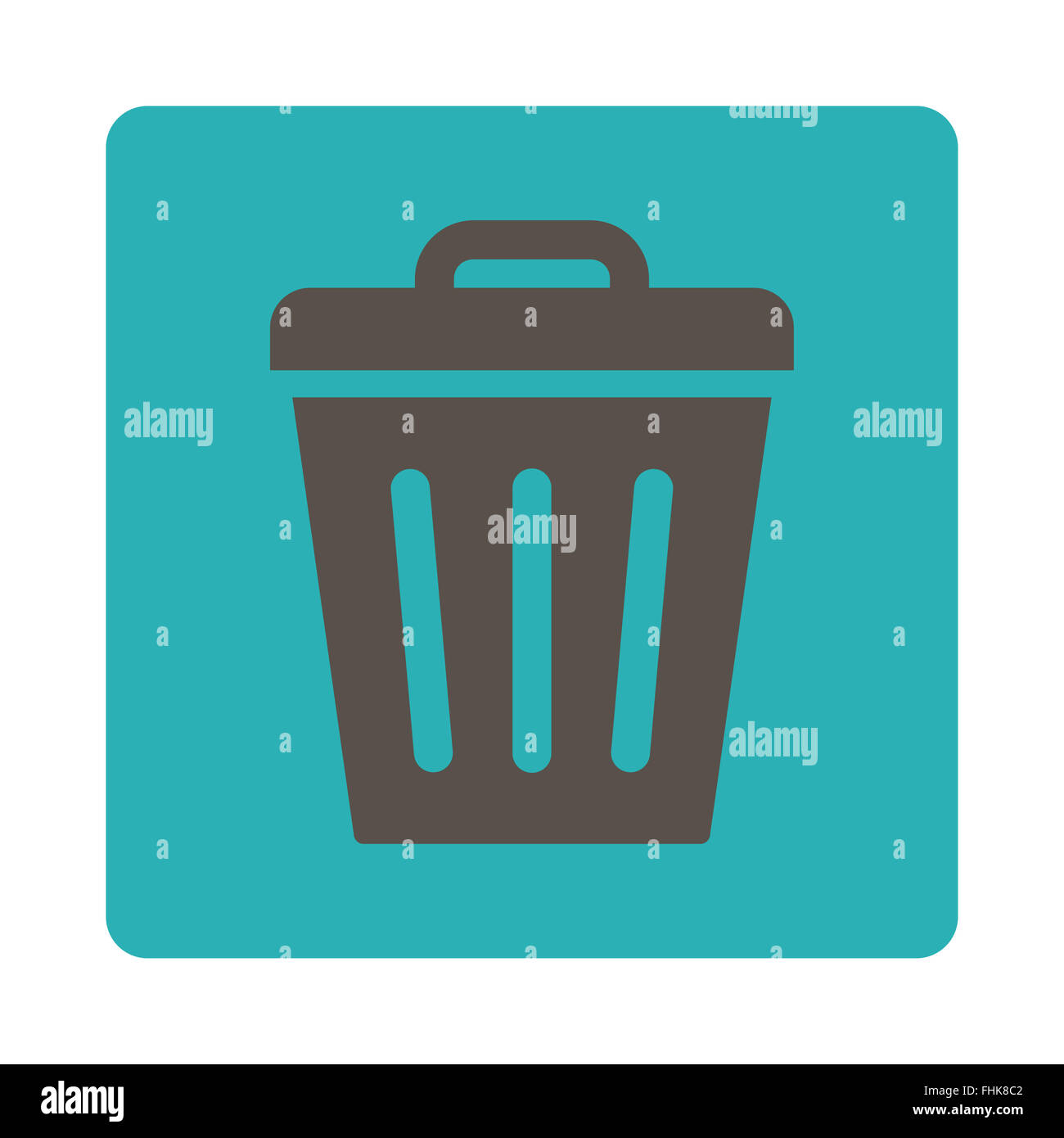 Trash Can flat grey and cyan colors rounded button Stock Photo