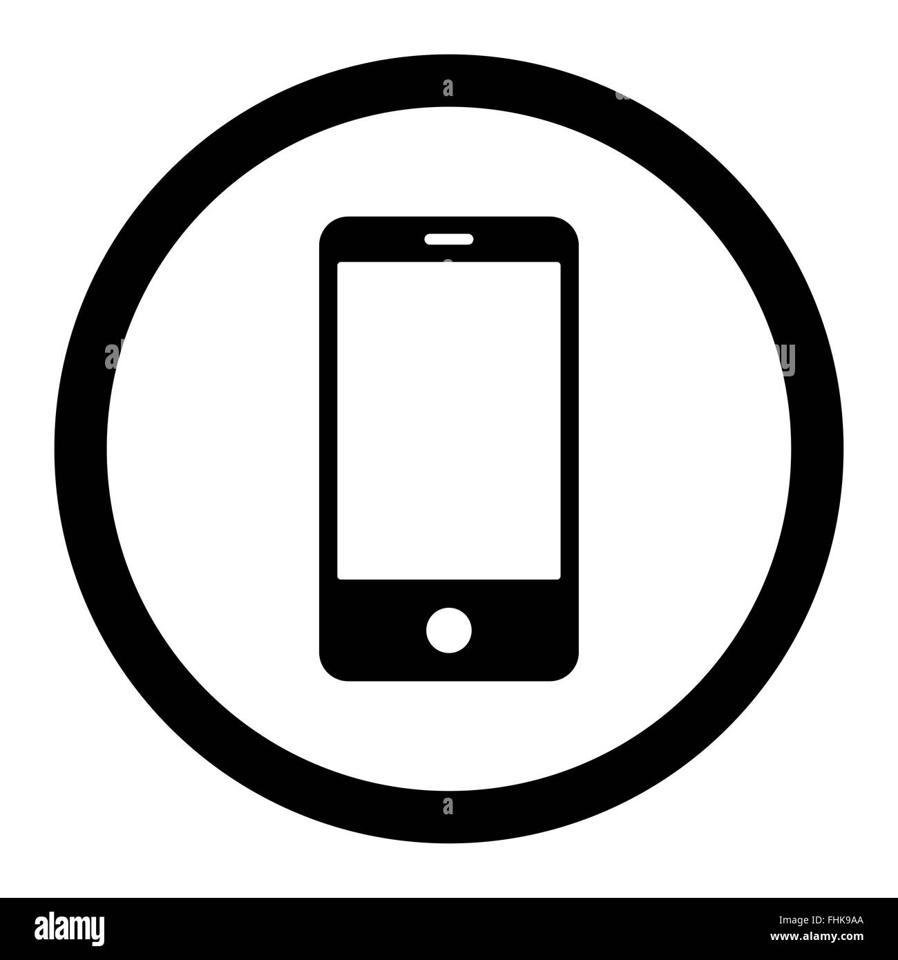 Smartphone flat black color rounded vector icon Stock Photo - Alamy