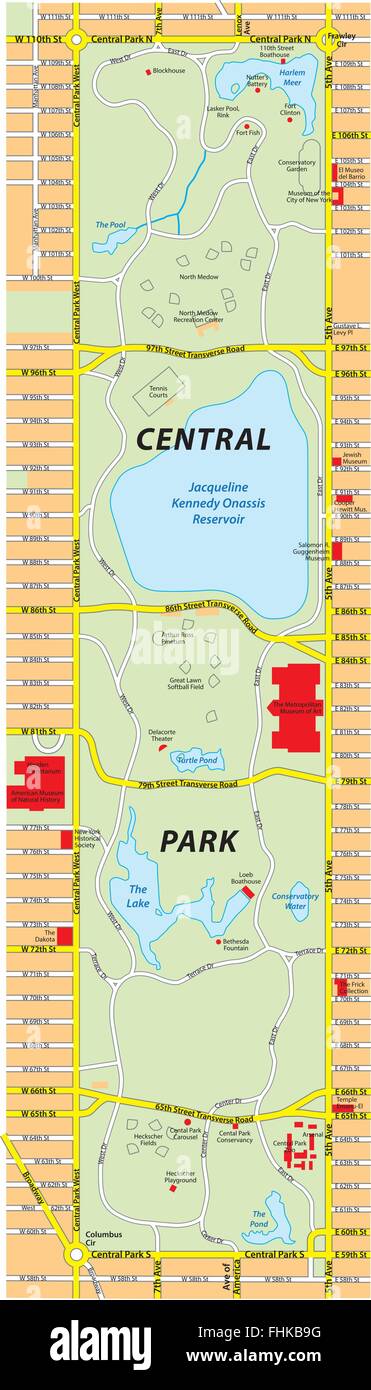 central park map, new york city Stock Vector