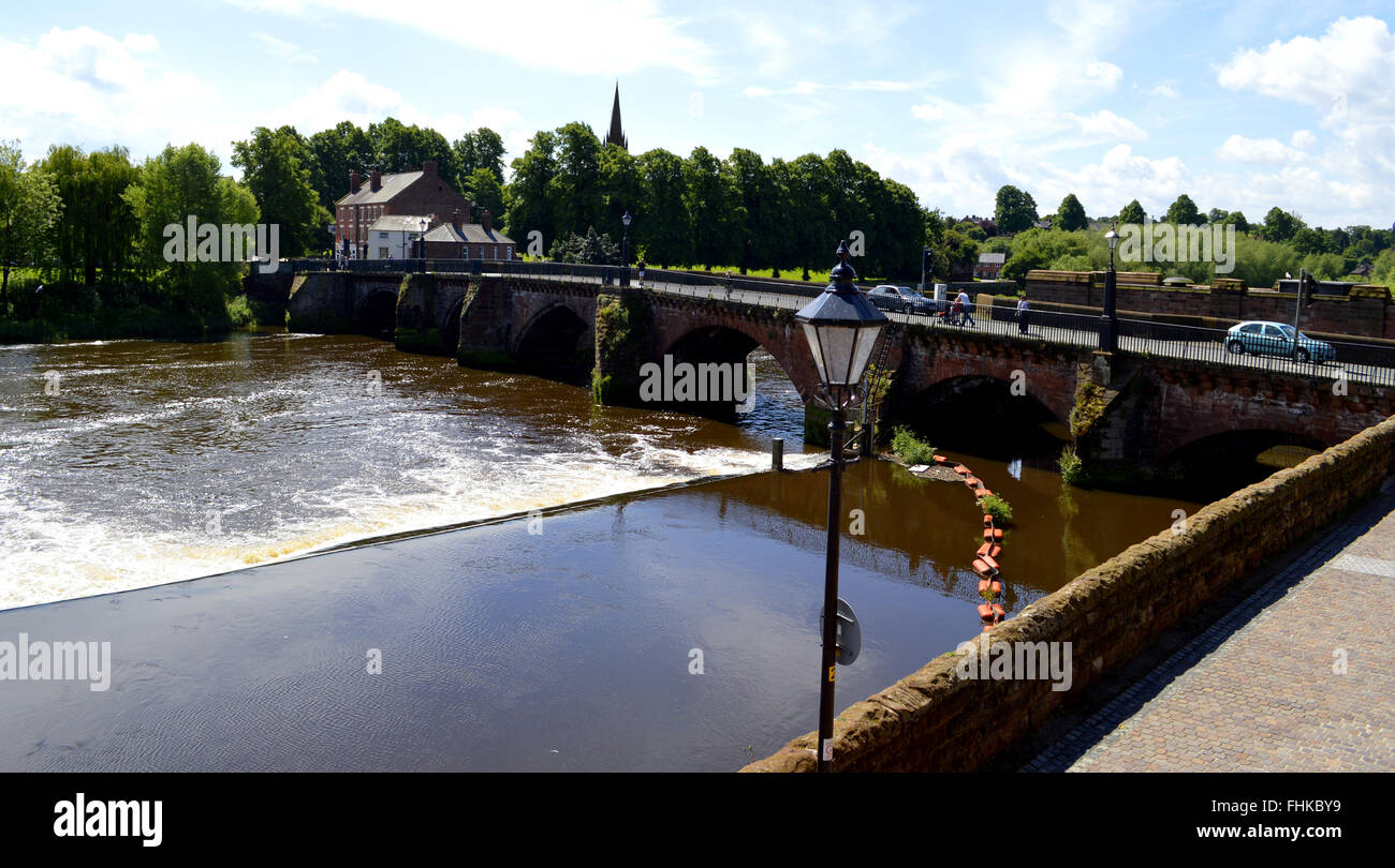 Handbridge over River Dee in Chester City centre Stock Photo