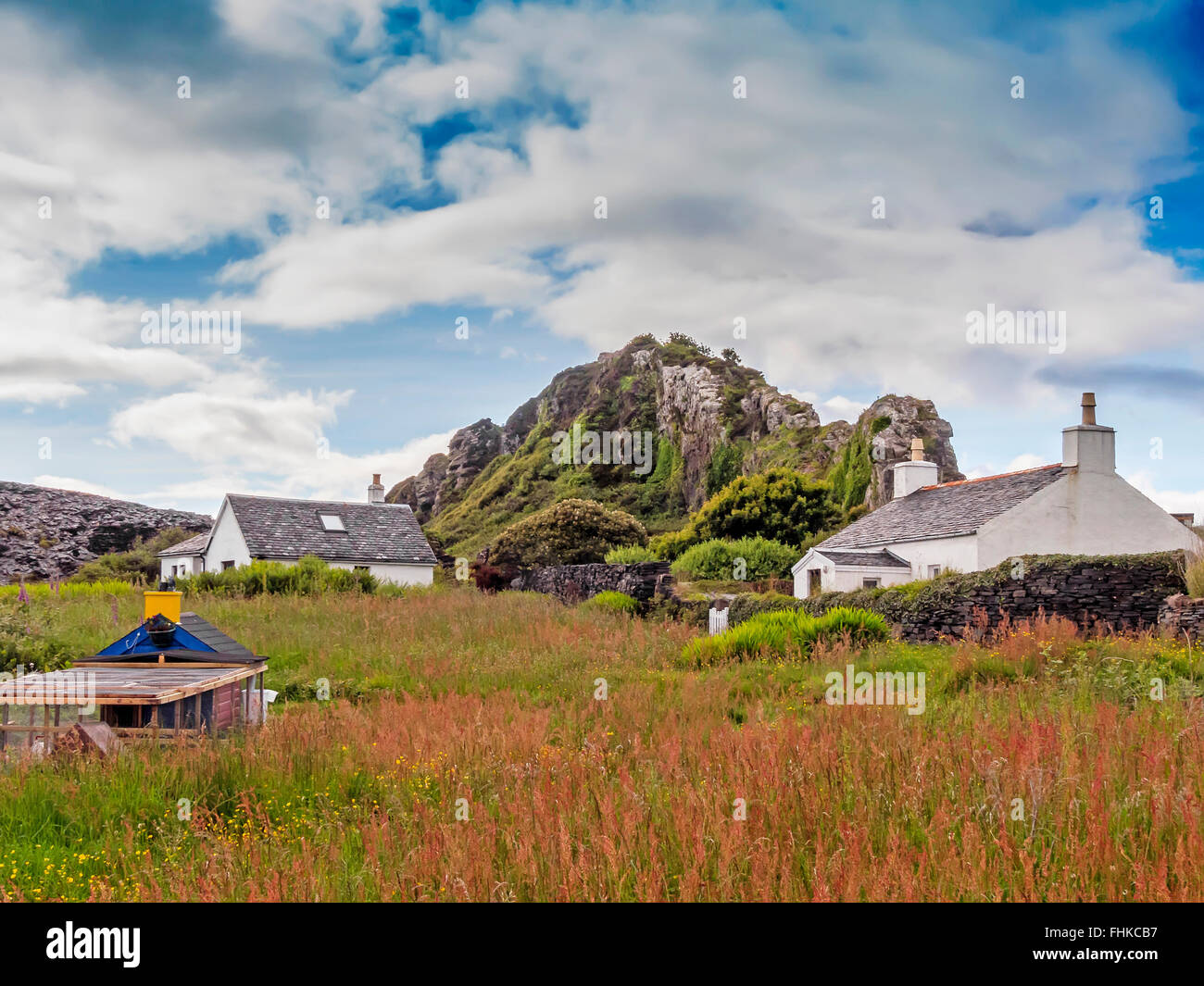 Easdale Island is the smallest permanently-inhabited island of the Inner Hebrides & situated off Scotland's west coast. Stock Photo