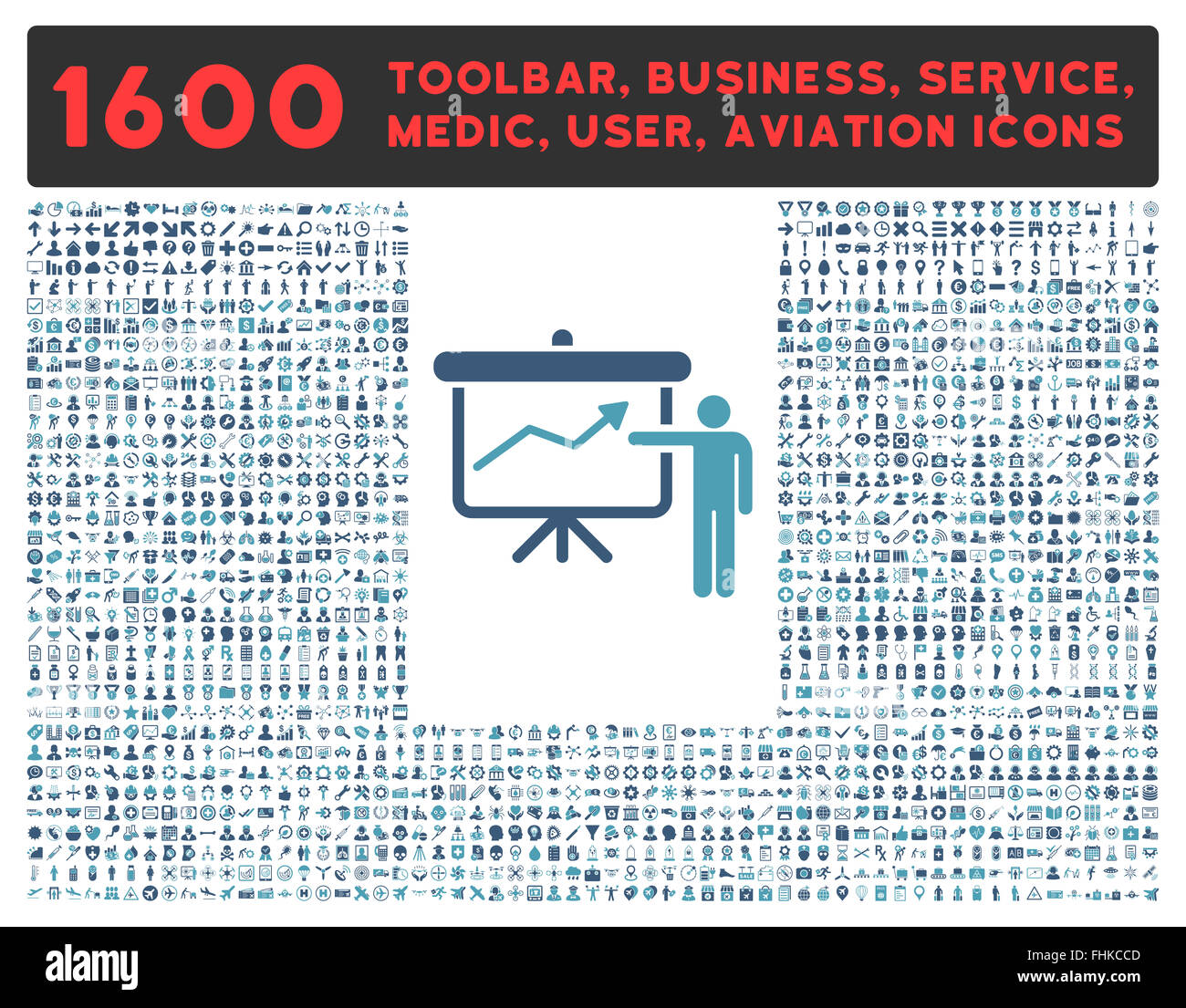 Project Presentation Icon with Large Pictogram Collection Stock Photo ...