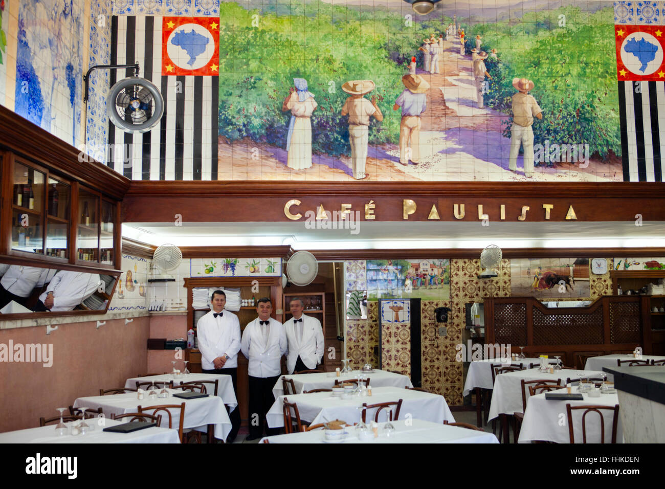 Cafe Paulista, a traditional Portuguese-style cafe restaurant in Santos, Sao Paulo state, Brazil, Latin America Stock Photo