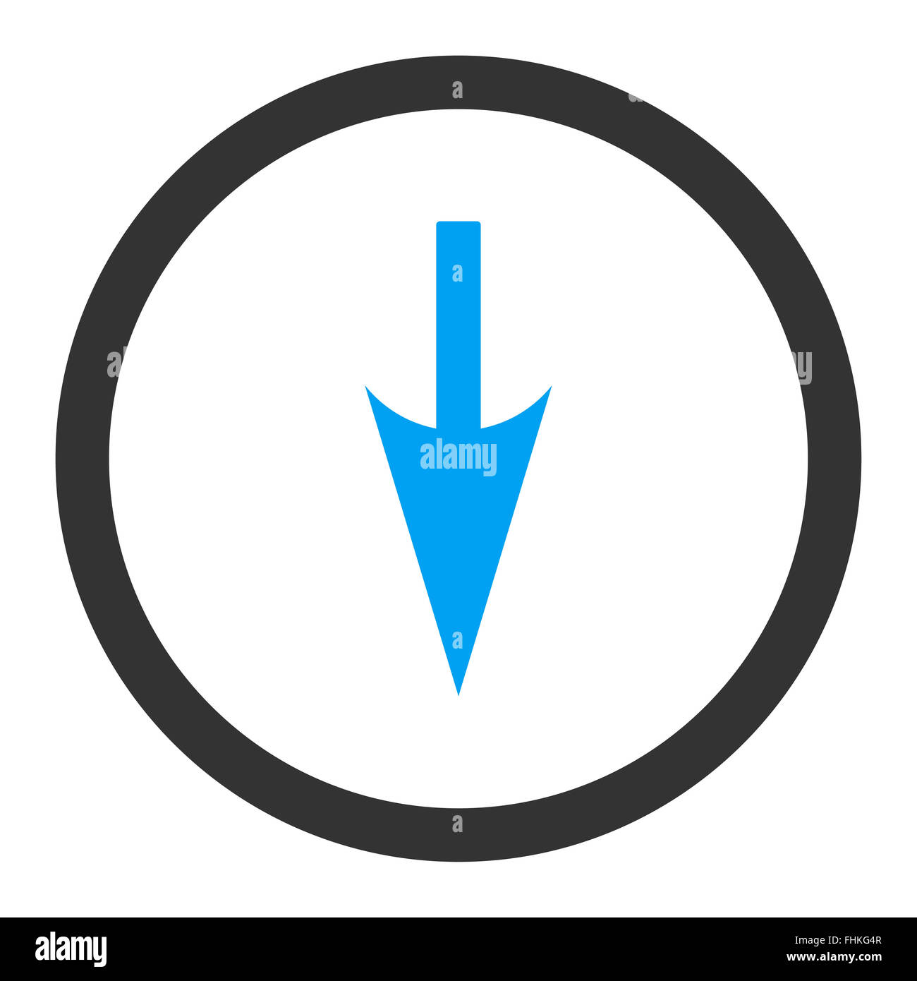 Sharp Down Arrow flat blue and gray colors rounded vector icon Stock ...