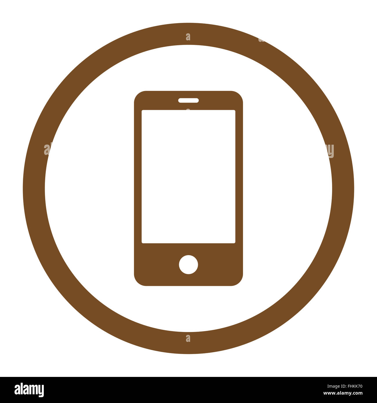Smartphone flat brown color rounded vector icon Stock Photo - Alamy