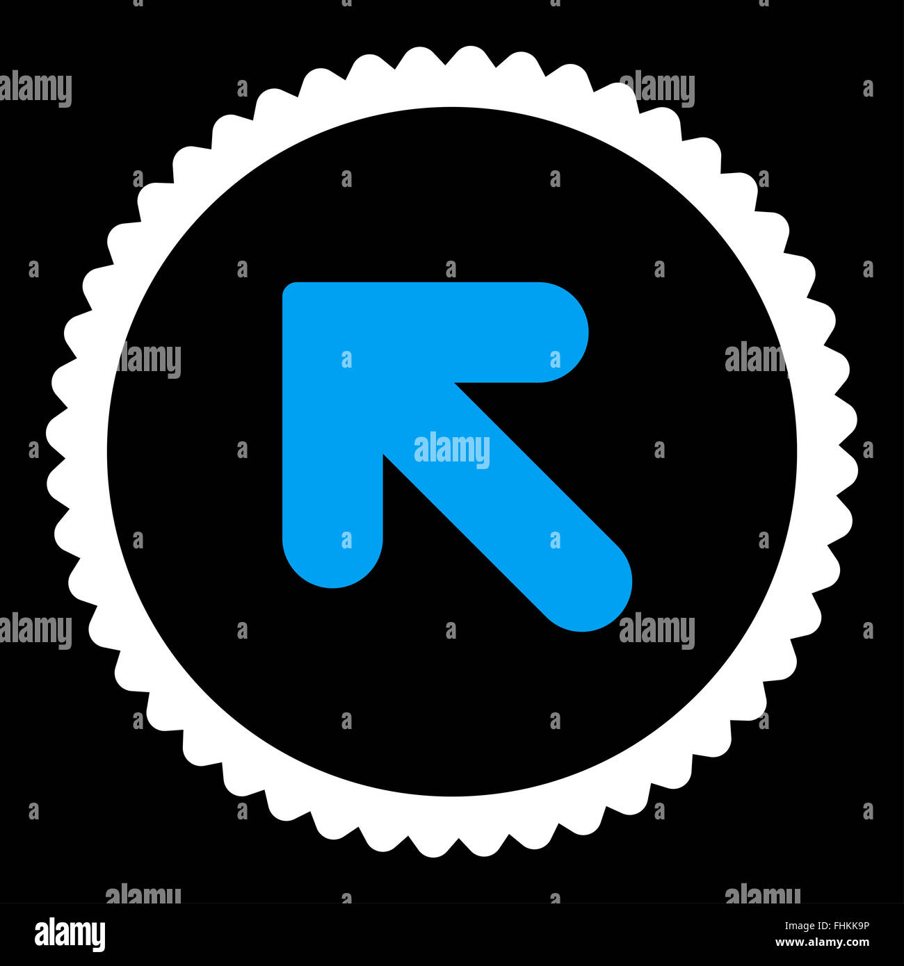 Arrow Up Left flat blue and white colors round stamp icon Stock Photo ...