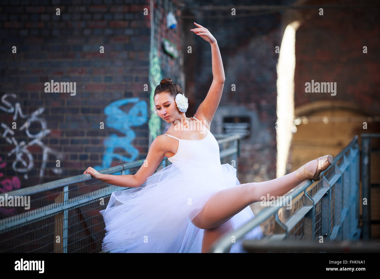 Ballerina in an urban environment. Digbeth, Birmingham, UK Stock Photo