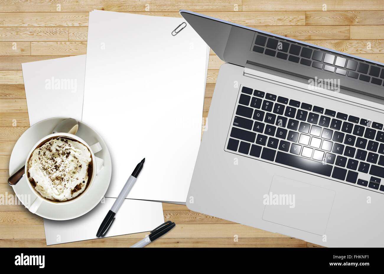 Graphic Designer Desk. Designer Workstation with Blank Piece of Paper