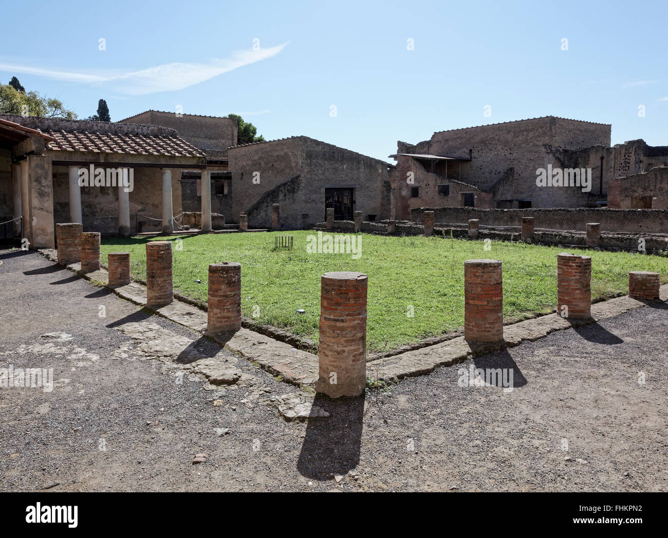 Courtyard outside the entrance to the Central Baths at Herculaneum Stock Photo