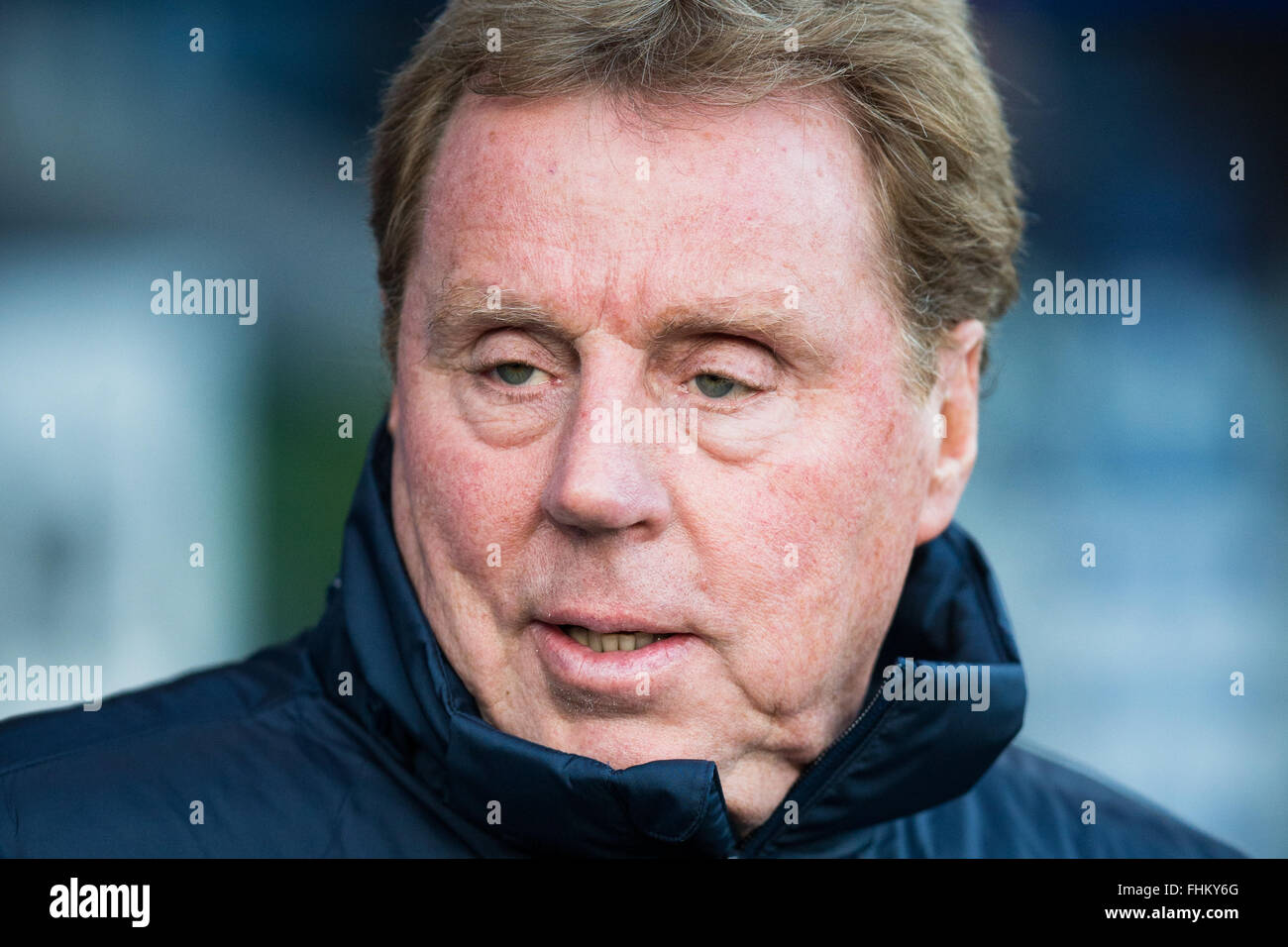 QPR manager, Harry Redknapp, watches his side take on Burnley at Loftus Road on December, 6, 2014. Stock Photo