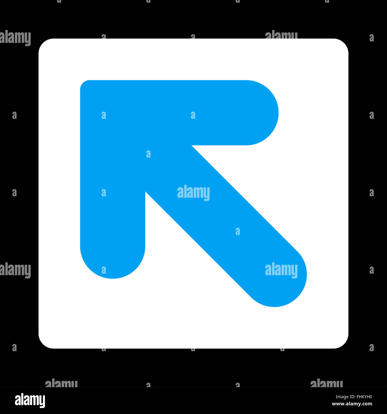 Arrow Up Left flat blue and white colors rounded button Stock Photo - Alamy