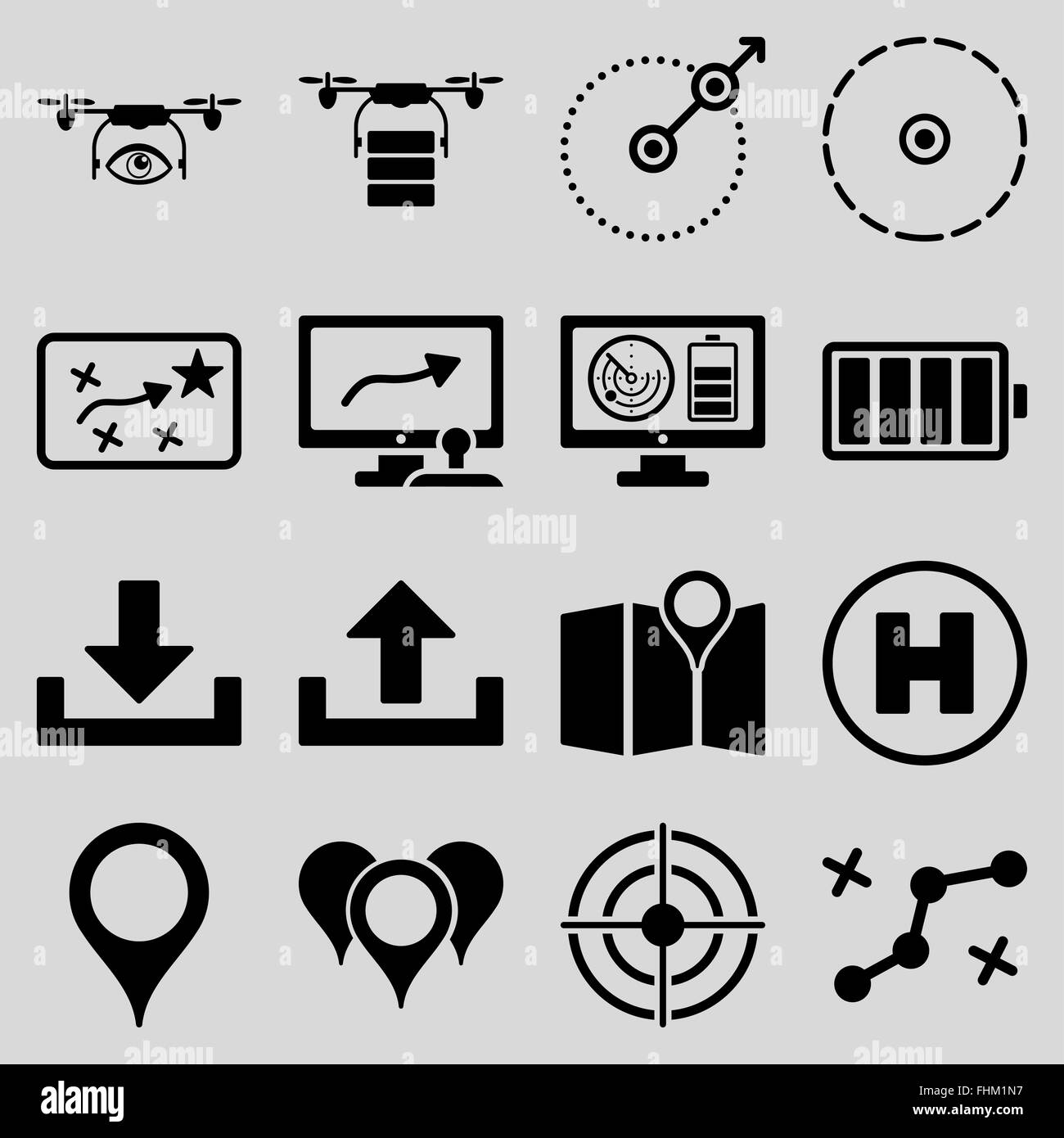 Drone control icon set Stock Photo