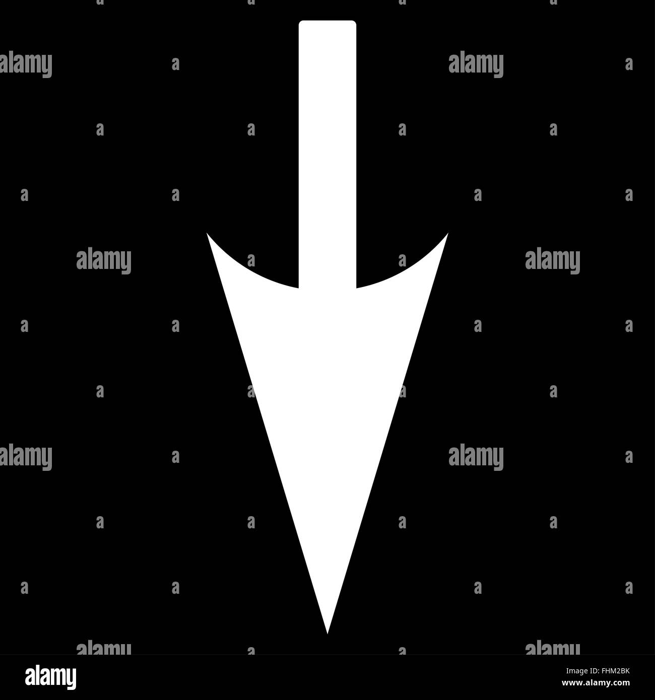 Sharp Down Arrow flat white color icon Stock Photo - Alamy
