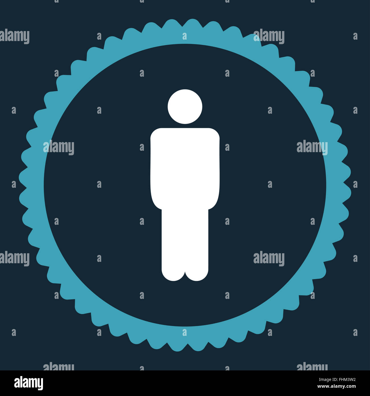 Man flat blue and white colors round stamp icon Stock Photo - Alamy