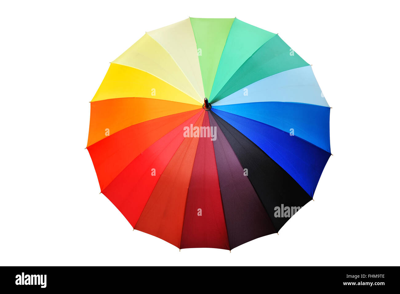 Opened multicolored umbrella isolated on a white background Stock Photo